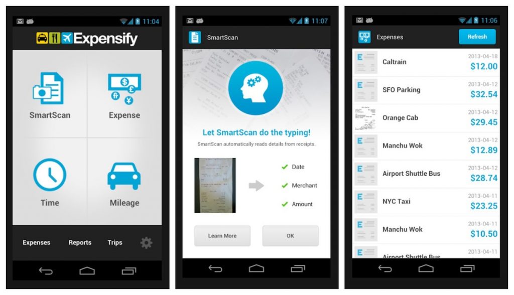 Foto da tela de um celular com o aplicativo Expensify aberto
