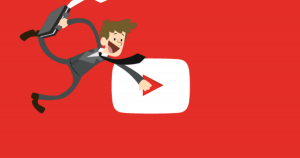 Ilustração de um empresário pressionando o botão do Youtube para as empresas