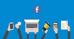 Ilustração de diversas mãos representando o Facebook Ads como estratégia de marketing digital
