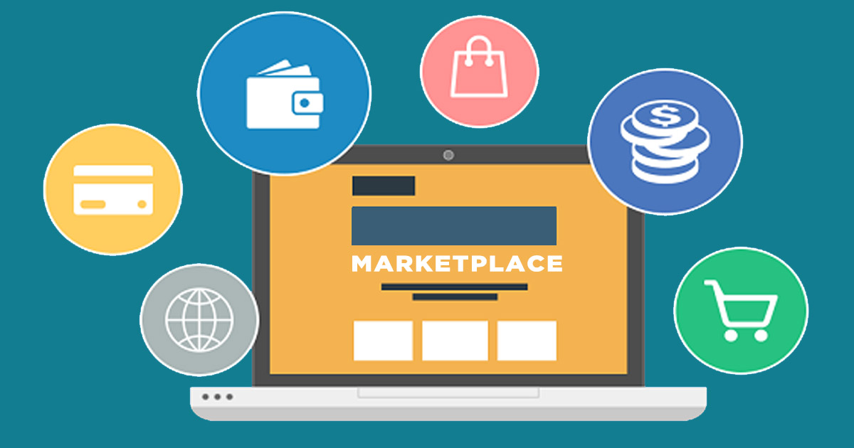 Ilustração de um notebook representando o marketplace
